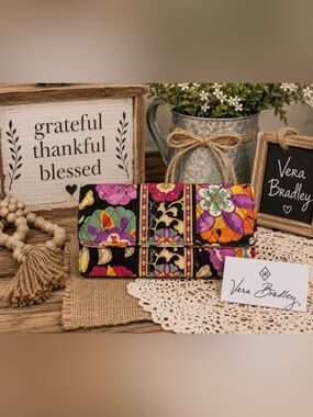 Floral Quilted Wallet Clutch in Black, Purple, Orange